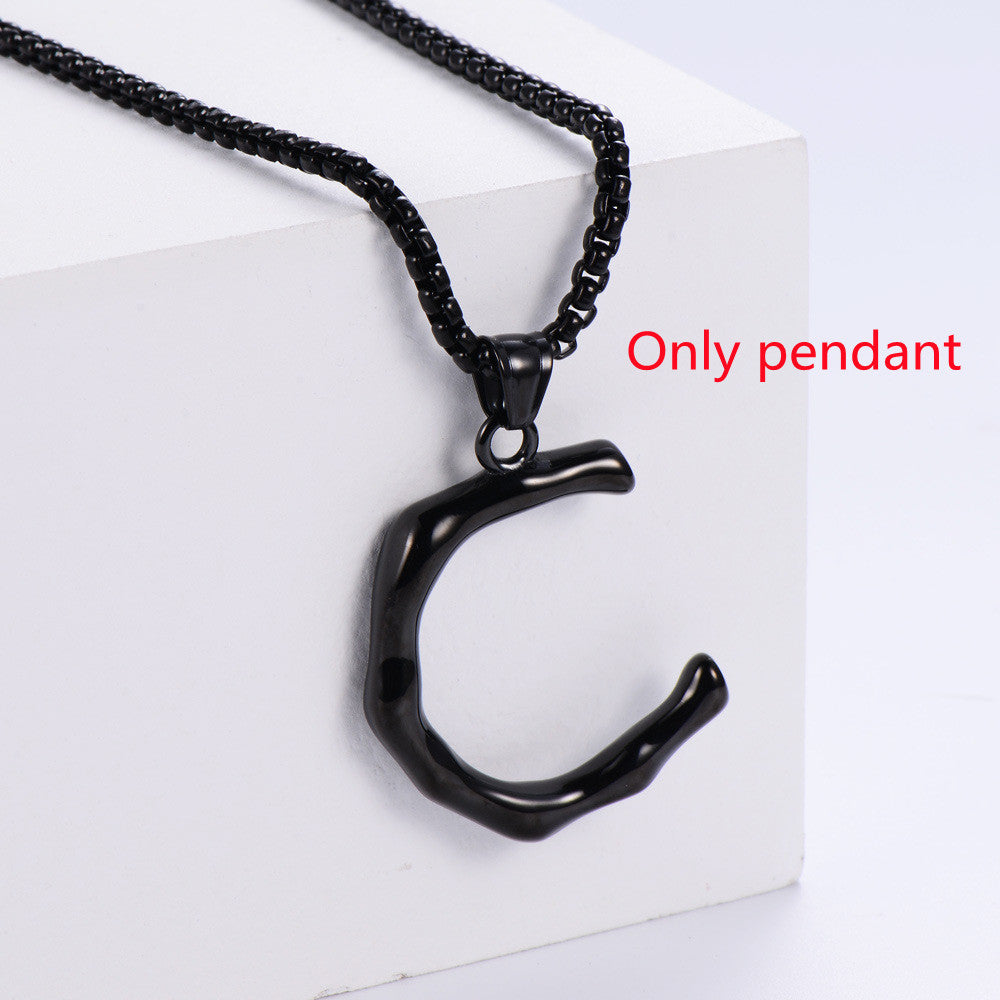 Three-dimensional 26 English Letter Pendant Necklace Fashion Jewelry Titanium Steel Couple Ornament 33a19400 4cdc 481e 96c7 7