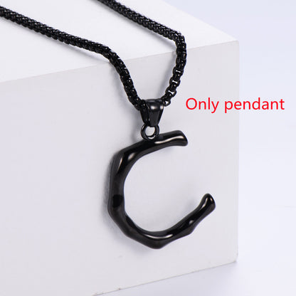 Three-dimensional 26 English Letter Pendant Necklace Fashion Jewelry Titanium Steel Couple Ornament 33a19400 4cdc 481e 96c7 7