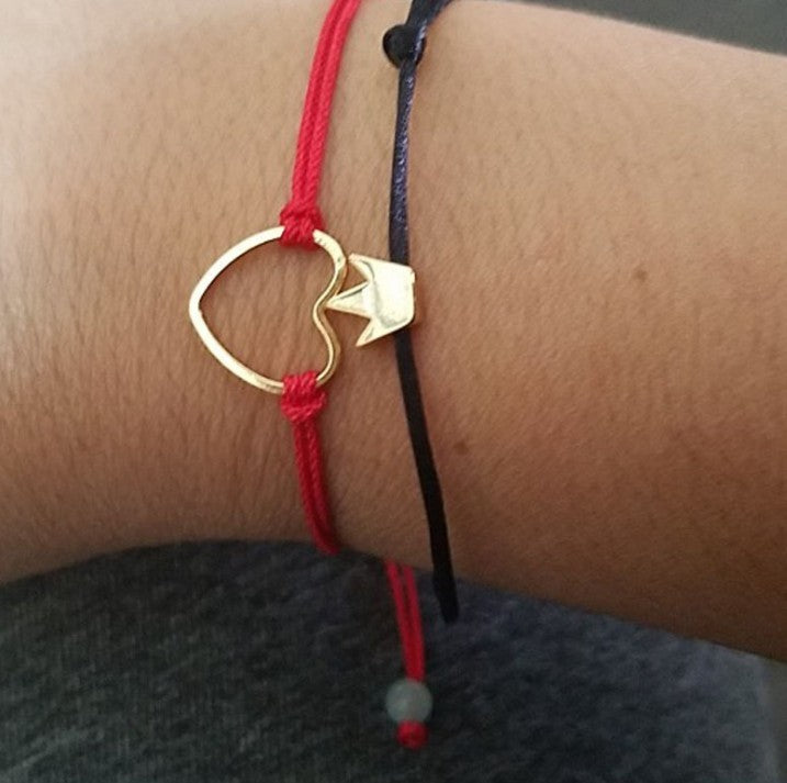 Waterproof Wax Wire Alloy Peach Heart Hand-woven Bracelet For Women 33b728a8 1eef 4b07 aba1 676e86d606d3