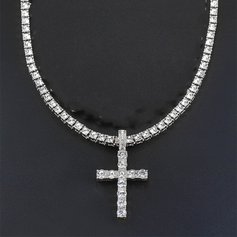 Cross 4.0mm Diamond Studded Single Row Men's Necklace 33bddea3 75fa 424e a442 ce57bde6426c