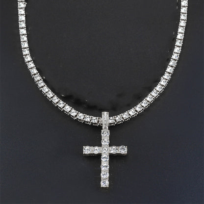 Cross 4.0mm Diamond Studded Single Row Men's Necklace 33bddea3 75fa 424e a442 ce57bde6426c
