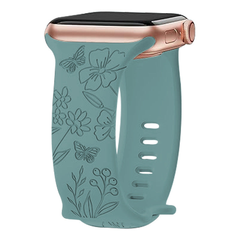 New Laser Carving Embossed Brocade Flower Butterfly Clasp Silicone Strap 33c57aa4 b770 4774 bf56 9ec56d4f7a54