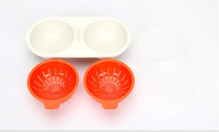 Microwave Egg Poacher Food Grade Cookware Double Cup Egg Boiler Kitchen Steamed Egg Set Microwave Ovens Cooking Tools 33d2ed4