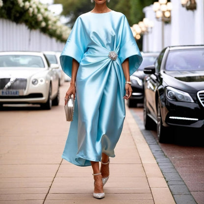 Women's Commuting Elegant Elegant Flower Beads Decorative Satin Design Dress