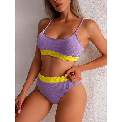 High Waist Bikini Swimwear Women Swimsuit New Push Up Biquini Ribbed Bathing Suit Women Sexy High Cut Bikinis Set 34121dc2 48