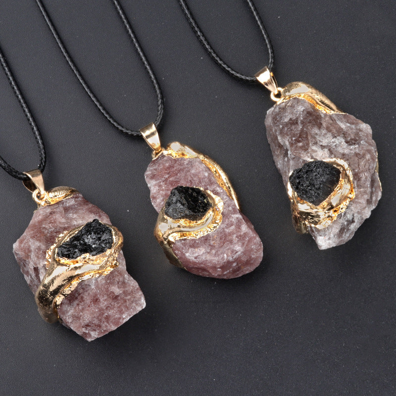 Oversized Gilding Crystal Stone Pendant Multicolor Crystal Stone Irregular Necklace Accessories 34156e25 77a9 41e3 b390 7936c