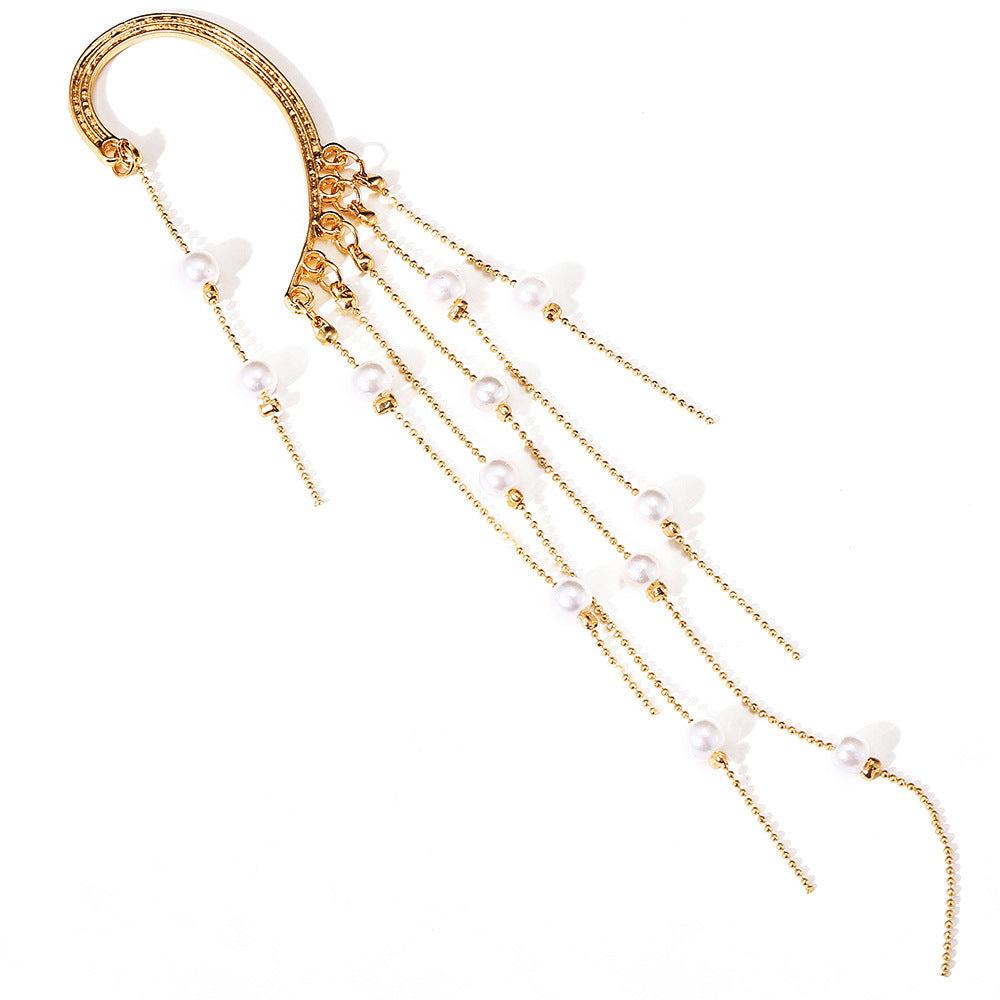 No Pierced Pearl Tassel Long Ear Clip 3427837a 02bf 439e 9105 fbca71ebd7da