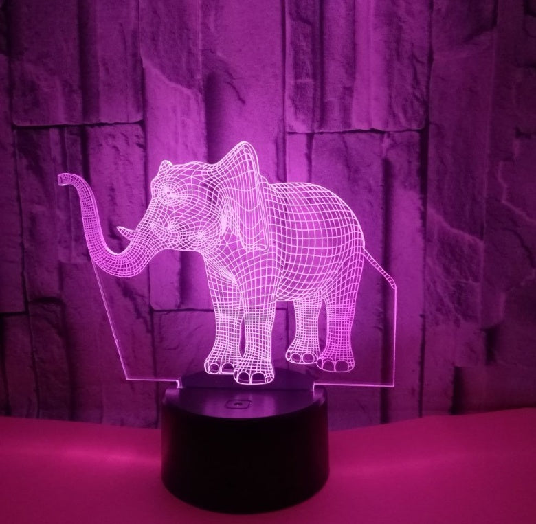 New elephant 3D light Colorful touch 3D LED visual light Gift decoration 3D small table lamp 342999782485