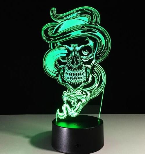 3D LED Color Night Light Changing Lamp Halloween Skull  Light Acrylic 3D Hologram Illusion Desk Lamp For Kids Gift Dropship - HD Wireless Product #9