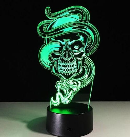 3D LED Color Night Light Changing Lamp Halloween Skull  Light Acrylic 3D Hologram Illusion Desk Lamp For Kids Gift Dropship - HD Wireless Product #9
