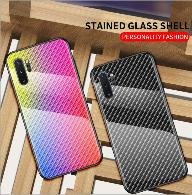Phone case applies to A51 creative graded carbon fiber toughened glass A91 anti-fall protective case 3435803929414