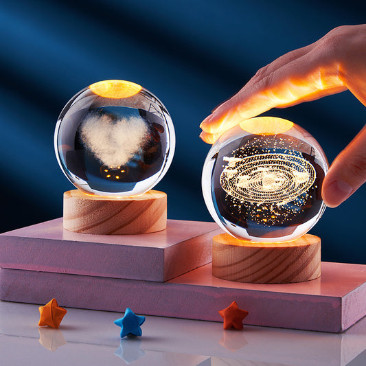 Crystal Ball 3D Inner Carved Solar System Glowing Night Lights Warm Bedside Light Festival And Kid Gift Night Lamp 3447e218 7