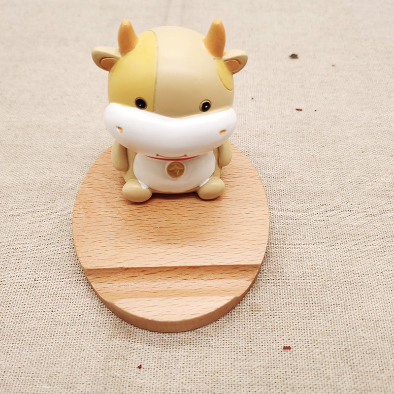 Creative  Mobile Phone Toma Back With Coin Beech Wood Lazy Phone Holder Custom Lettering - 图片 20