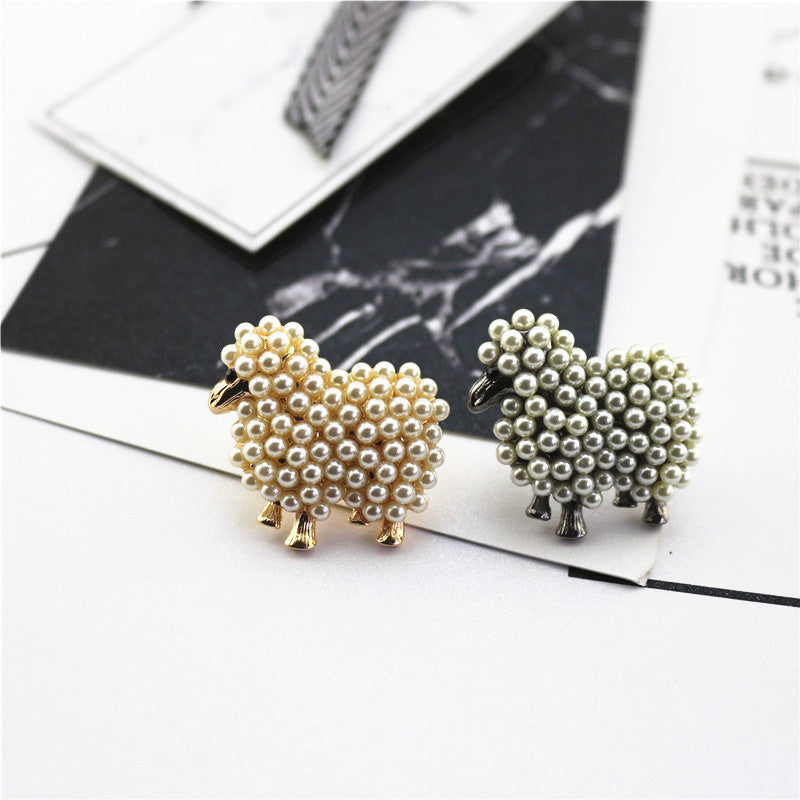 Full lamb pearl cute lamb brooch 3458851589971