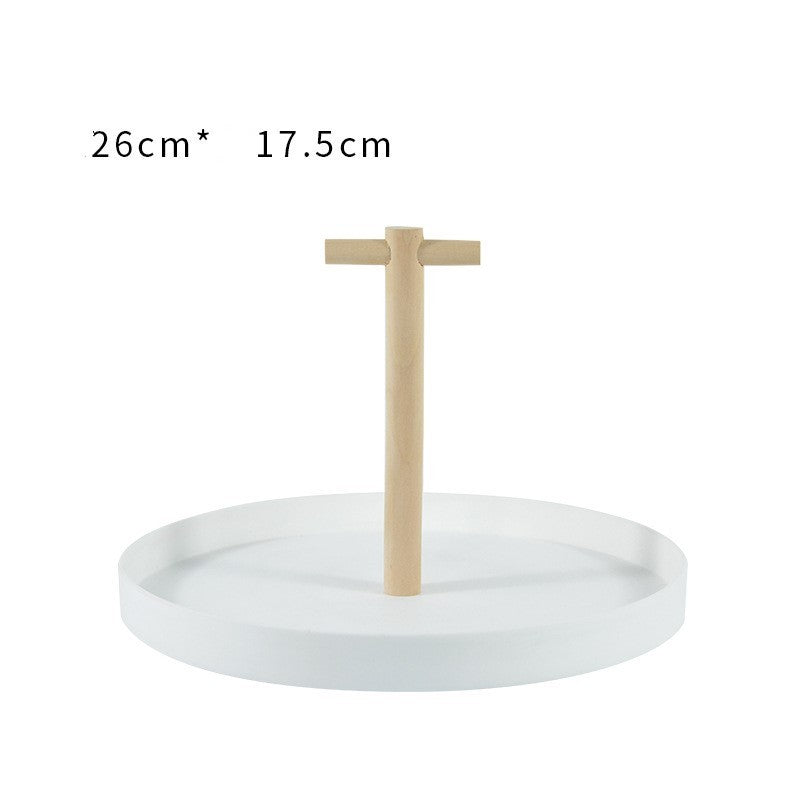 Round solid wood portable tray 347329905023
