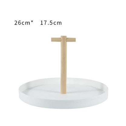 Round solid wood portable tray 347329905023