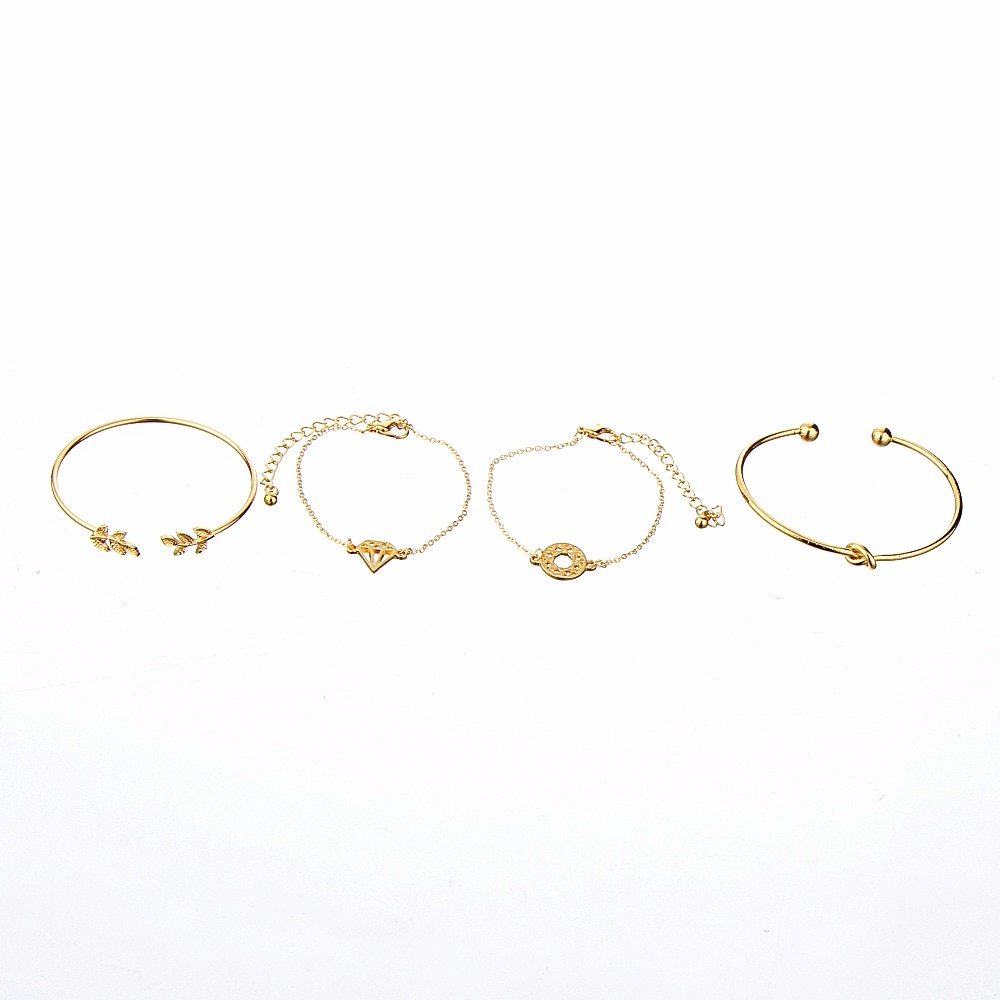 Tocona  T Fashion Bohemia Leaf Knot Hand Cuff Link Chain Charm Bracelet Bangle For Women Gold Bracelets Femme Jewelry 6115 34