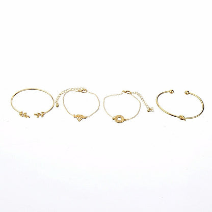 Tocona  T Fashion Bohemia Leaf Knot Hand Cuff Link Chain Charm Bracelet Bangle For Women Gold Bracelets Femme Jewelry 6115 34