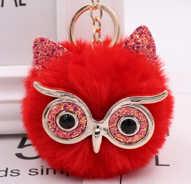 Lovely Owl Plush Doll Kids Favors Fur Ball Key Chain 348569564862