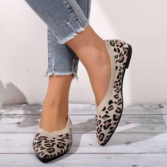 Pointed Toe Shallow Mouth Leopard Print Flat Pumps Fashion Casual Lazy Slip On Pumps 348c064a cef8 47b5 950a c042713971c0