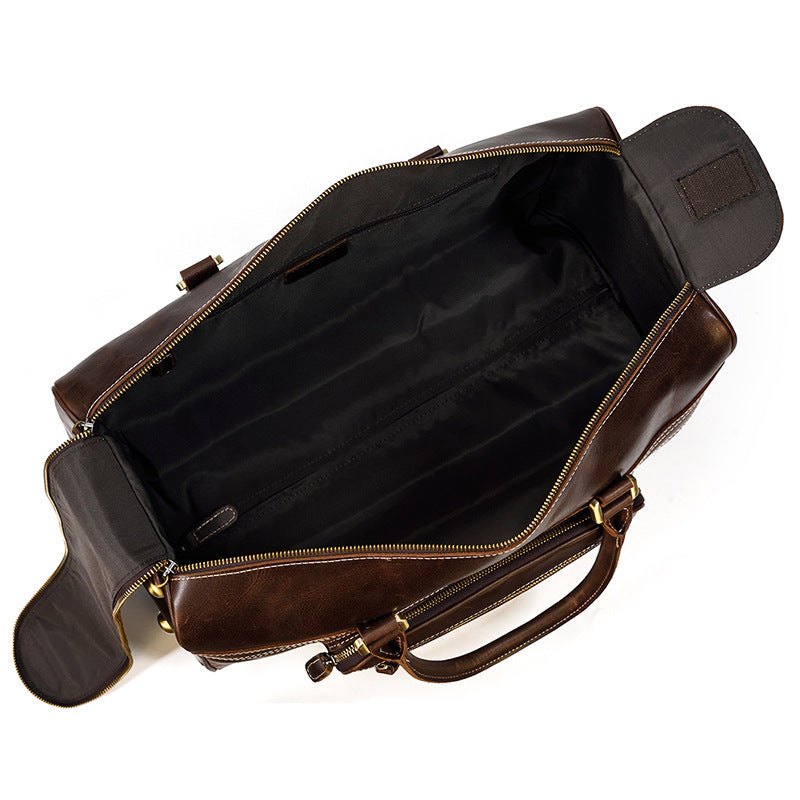Men's Genuine Leather Trolley Case Retro Leather Travel Bag 34931302 653f 40ef 881c 40d2991849e2