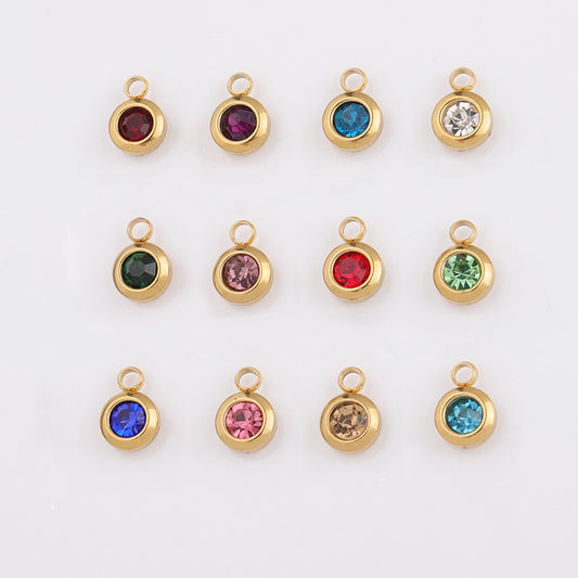 65mm Gold Titanium Steel 12 Birthstone Pendant Ornaments Accessories - HD Wireless Product #1