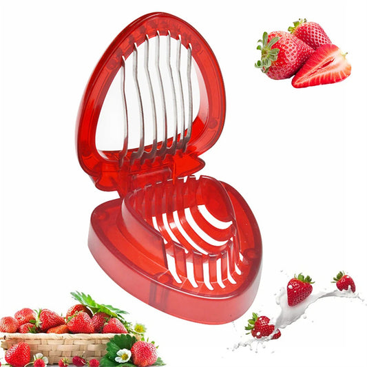 Red Strawberry Slicer Plastic Fruit Carving Tools Salad Cutter Berry Strawberry Cake Decoration Cutter Kitchen Gadgets 34a4d0