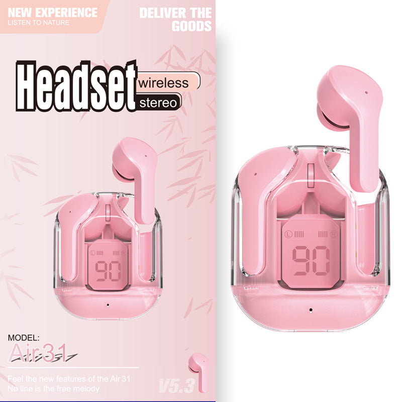 New Mini Transparent Wireless Bluetooth Headset Digital Display ENC Noise Reduction True Wireless Sports Music 34c72ece c370 