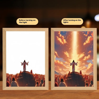 Jesus LED Light Painting Home Decoration Light Painting Photo Frame Led Night Light Room Decor Christmas Gifts Moon Lamp 34ca
