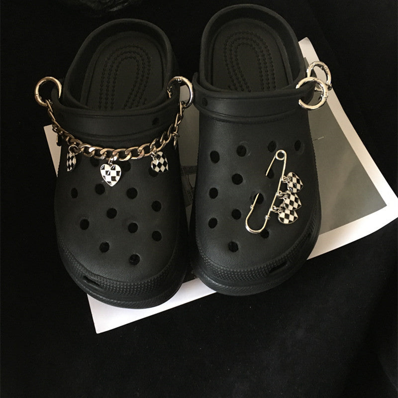 Light Luxury Checkerboard Hole Shoes Accessories Buckle 34ceb825 0d04 48a9 90ee c97d00850c1f
