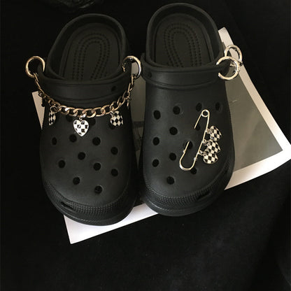 Light Luxury Checkerboard Hole Shoes Accessories Buckle 34ceb825 0d04 48a9 90ee c97d00850c1f