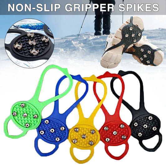 Unisex Men 5 Teeth Ice Gripper For Shoes Crampons Ice Gripper Spike Grips Cleats For Snow Studs Non-Slip Climbing Hiking Cove