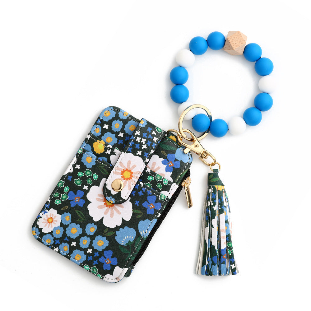 Women's Floral Print Leather Card Bag - 图片 11