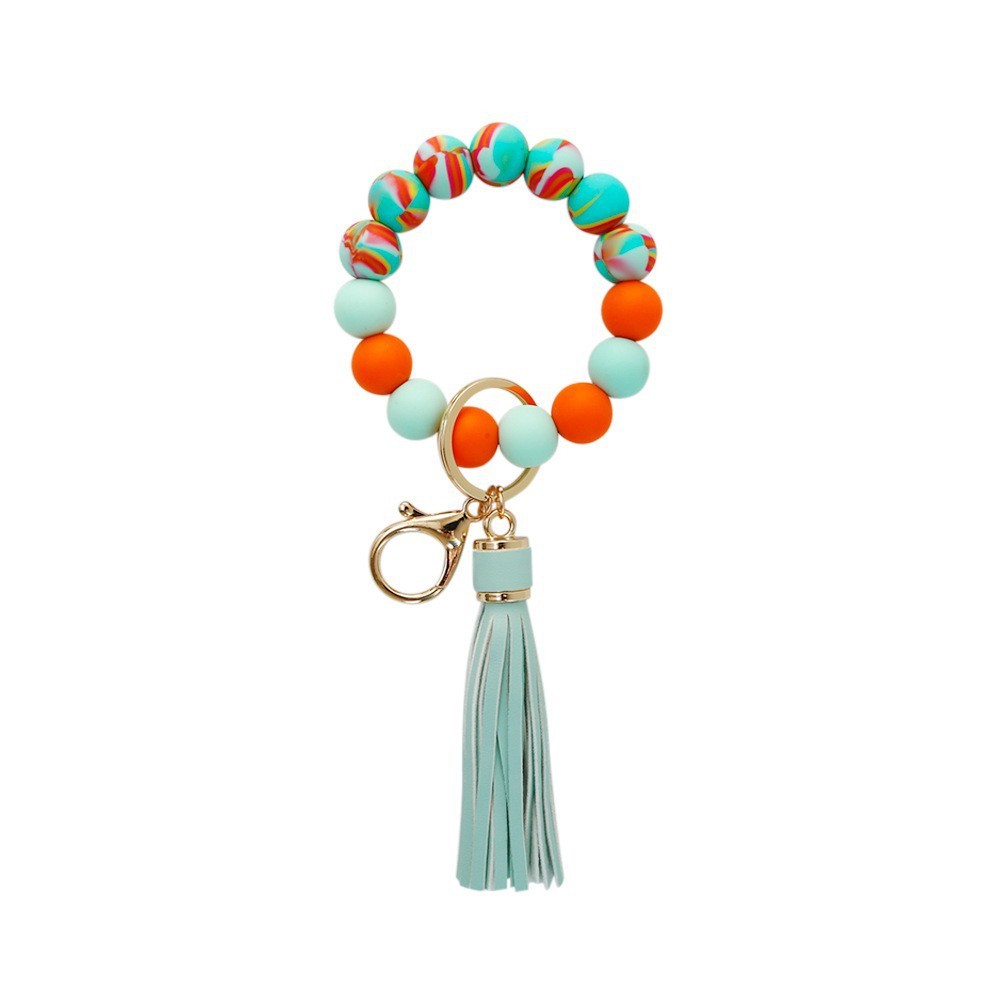 Silicone Wrist Keychain Handmade Beaded Leather Tassel Bracelet 34de1243 8d7a 42a6 9fef 0443963bdfd7
