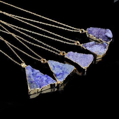 Natural rough stone hole unpolished pendant necklace clavicle chain neck chain sweater chain accessories 352342800526
