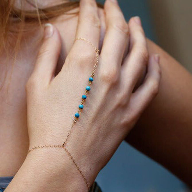 Simple turquoise beaded women's bracelet 35242789865282