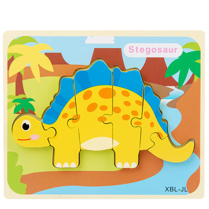 Baby Wooden Cartoon Dinosaur 3D Puzzle Jigsaw for Kids Montessori Early Learning Educational Puzzle Toys 35275912055290