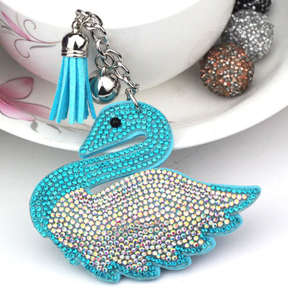 Creative Little Swan Korean Velvet Rhinestone Keychain 353f4101 073a 4b94 a7fe 042c33bd092e