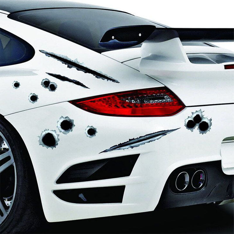 Car scratch simulation bullet hole crack sticker 3542591337429