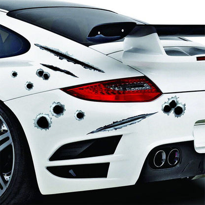 Car scratch simulation bullet hole crack sticker 3542591337429