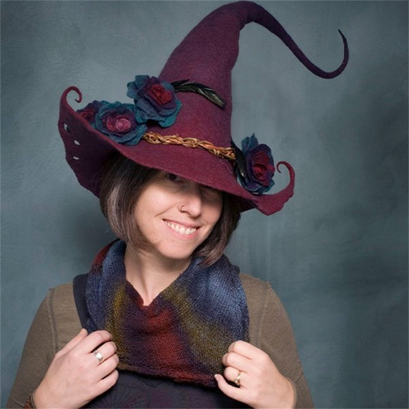 Women Modern Witch Hat Costume Pointed Wool Felt Halloween Party Hats Witch Hat Warm Autumn Winter  Cosplay Props 3543c3c8 20