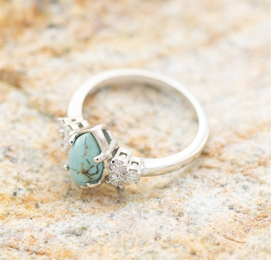 Creative Turquoise And Diamond Three-piece Women's Ring 354e9d0e b7a5 48f8 9e19 fbb256ac516c