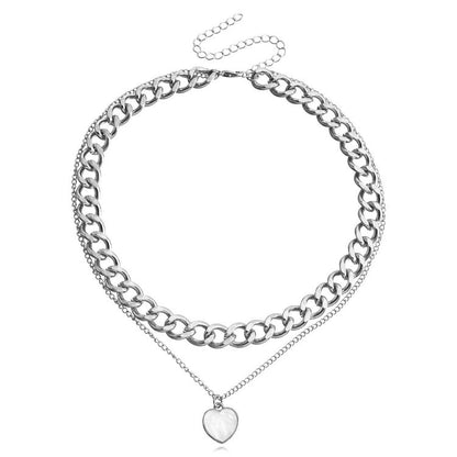 Double Layer White Shell Necklace Fashion Personality Metal 354fceb4 52ec 4242 b3bf f2978cbfecef