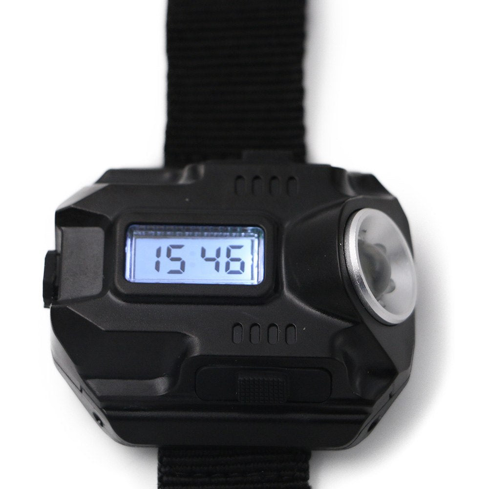 LED watch flashlight flashlight portable light USB charging 4 mode light tactical flashlight time display with compass 355184