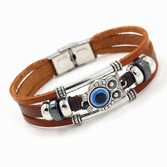 Stainless steel buckle leather bracelet 358981554000
