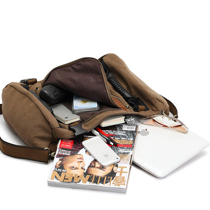 Men Canvas Backpack Huge Travel School Shoulder Computer Backpack Functional Versatile Bags Multifunctional Laptop Bag 3591a3