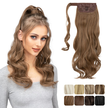 European And American Style Wig Ponytail Women's Long Curly Hair Elastic Velcro Wave Realistic Ponytail Braid 359a9098 8766 4