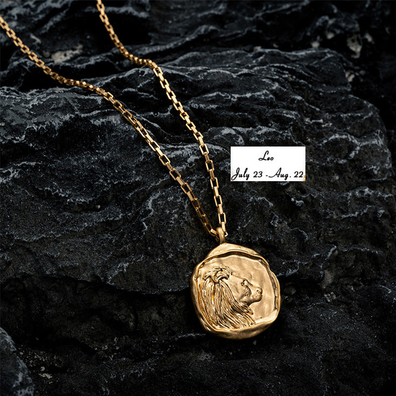 Vacuum Plating 18k Titanium Zodiac Oval Pendant Necklace 35a2cfe5 cb10 45b7 a25d 8b1966657b83