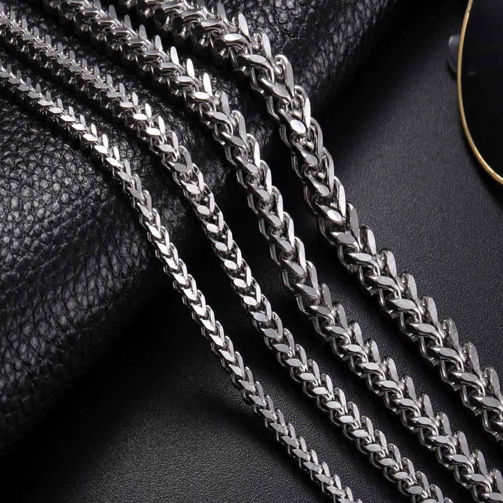 Men's Weaving Four-sided Grinding Chain European Hip Hop Square Titanium Steel Necklace Bracelet 35bce5ed c948 4a8b 9004 a5a1