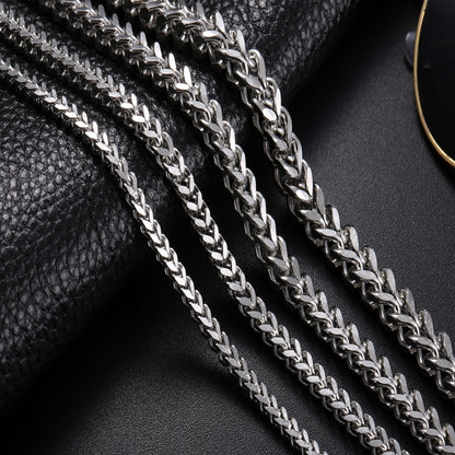 Men's Weaving Four-sided Grinding Chain European Hip Hop Square Titanium Steel Necklace Bracelet 35bce5ed c948 4a8b 9004 a5a1